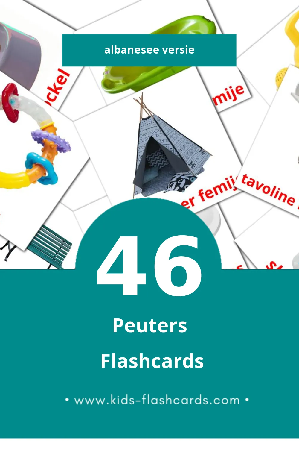 Visuele Rroba Flashcards voor Kleuters (46 kaarten in het Albanese)