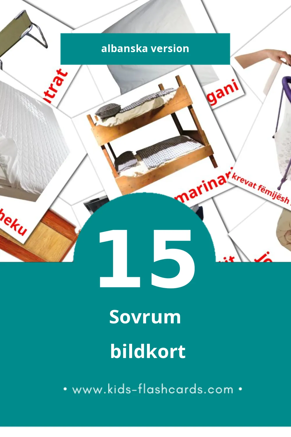 Visuella Dhomë gjumi för småbarn (15 bildkort för barn på Albanska)