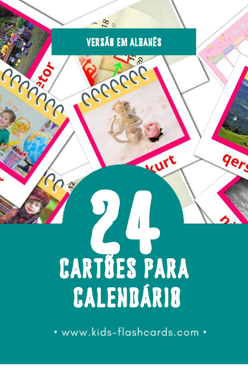 Flashcards de Kalendar Visuais para Toddlers (24 cartões em Albanês)