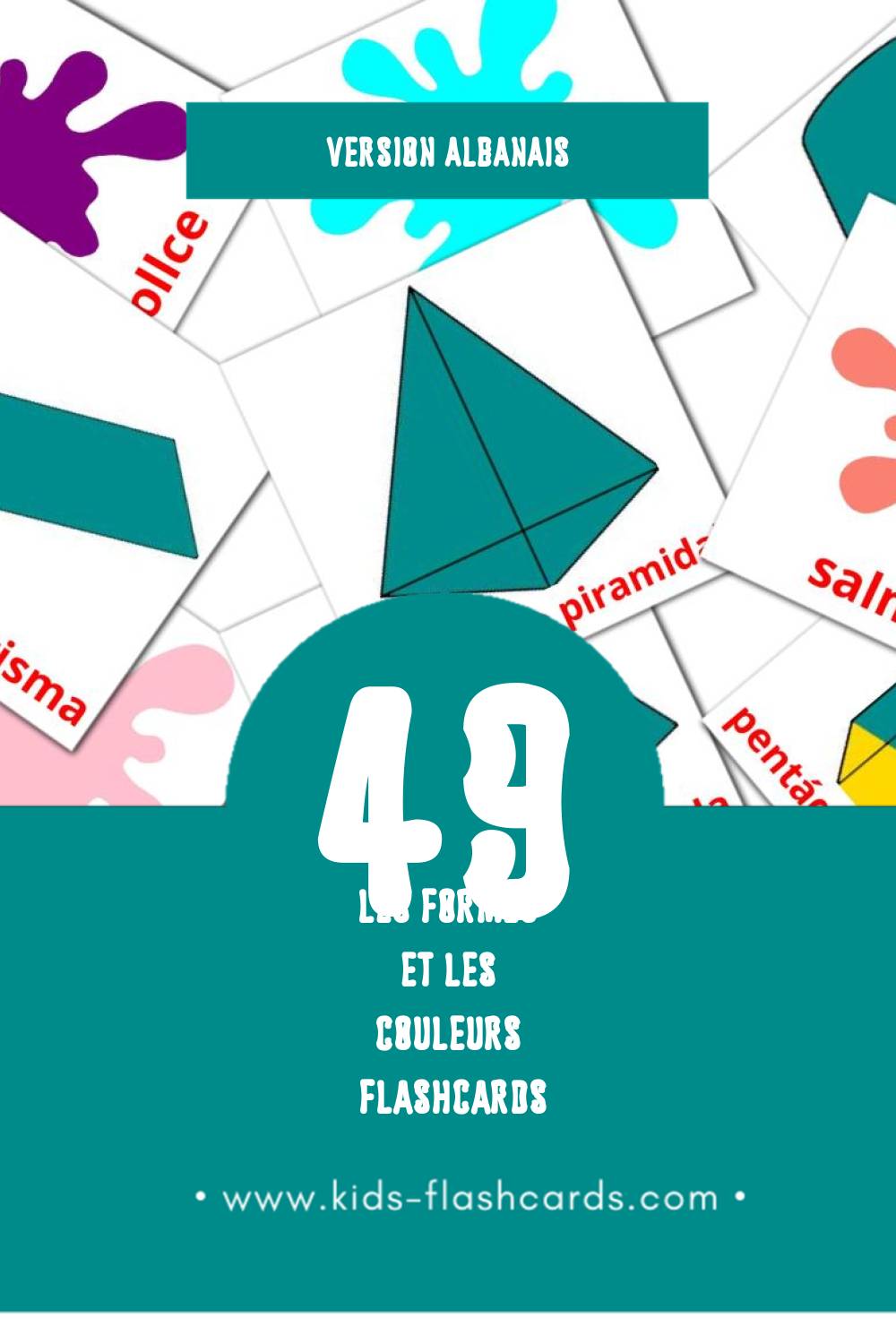 Flashcards Visual 颜色和形状 pour les tout-petits (32 cartes en Albanais)