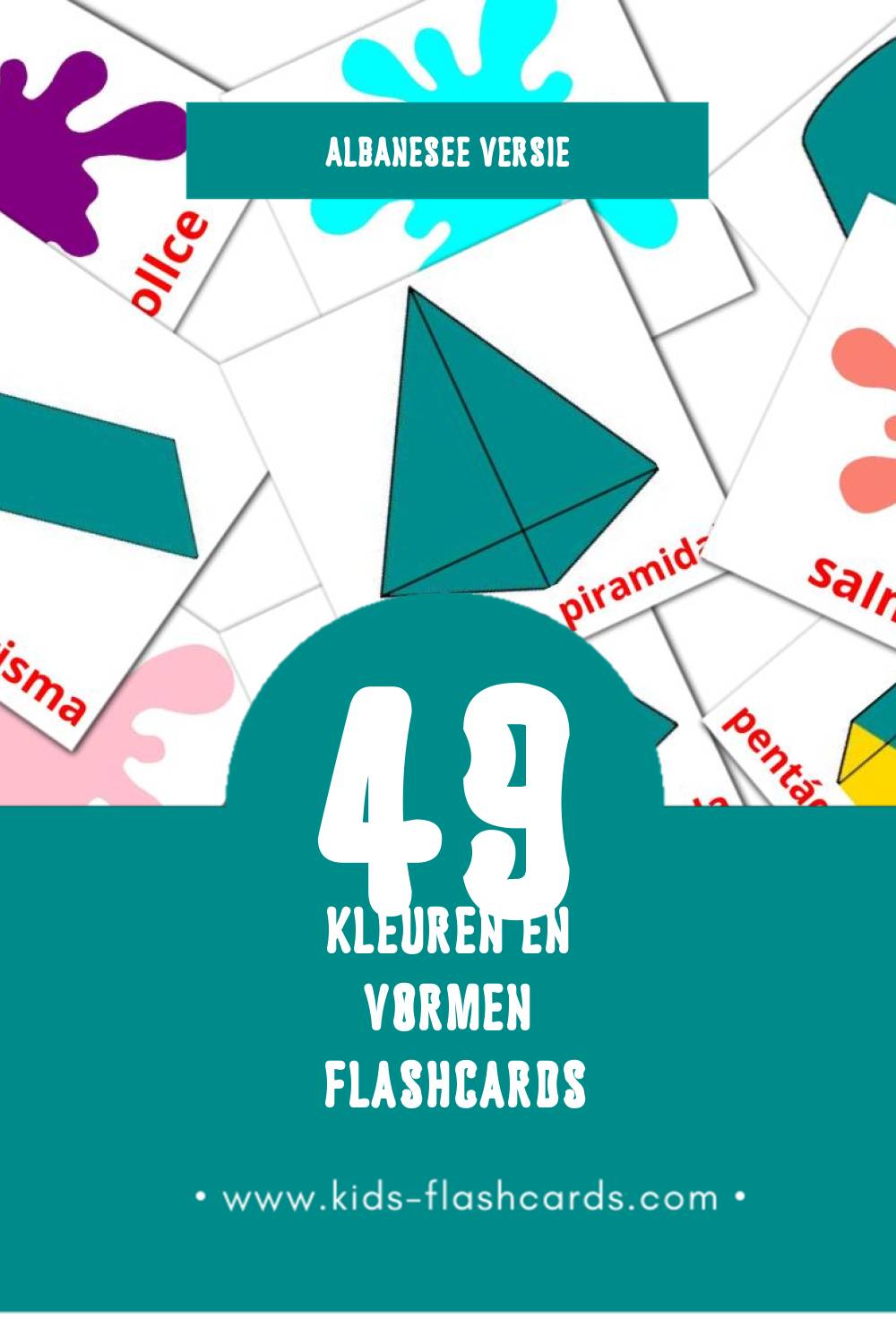 Visuele Ngjyrat dhe format Flashcards voor Kleuters (49 kaarten in het Albanese)