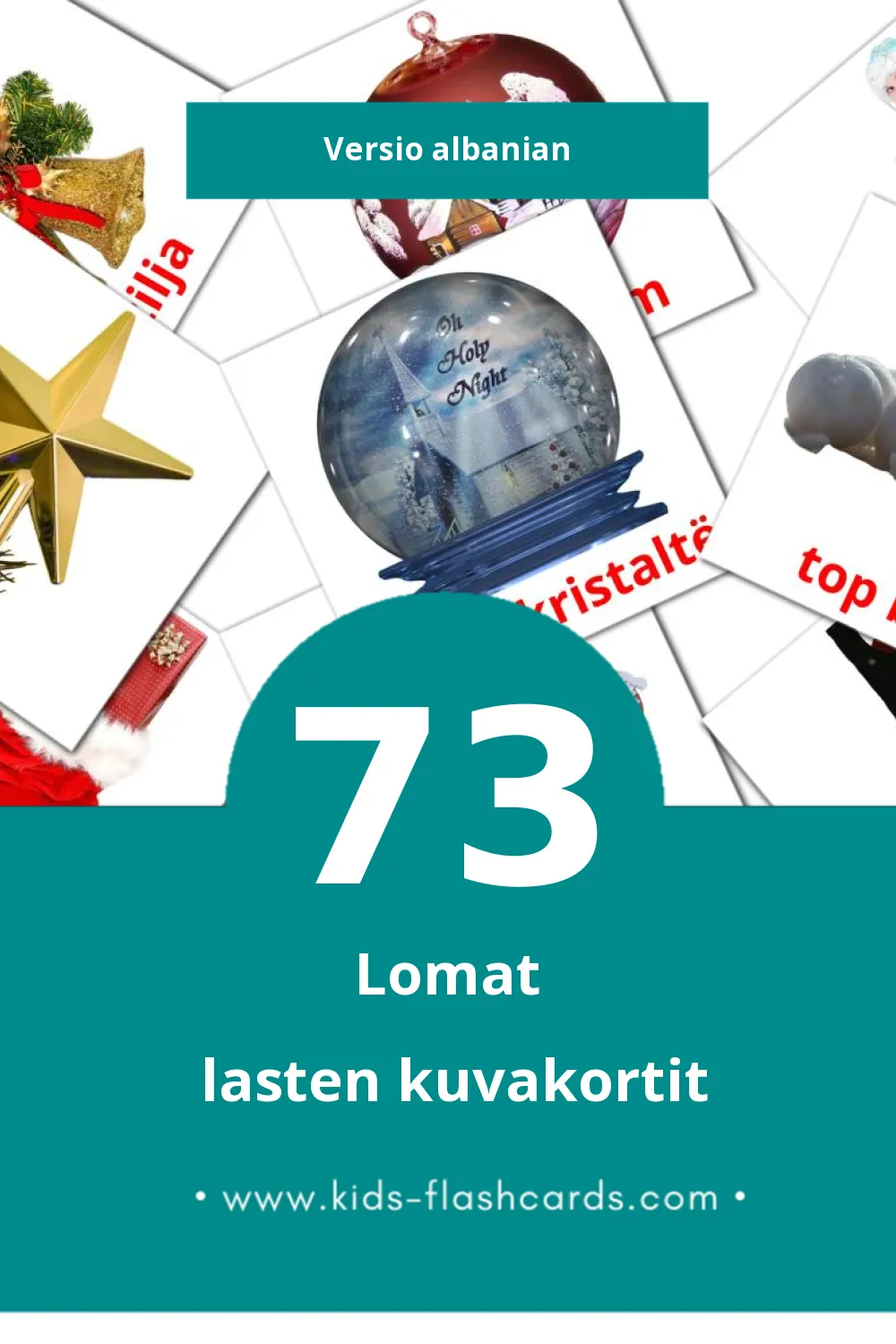 Pushime lasten kuvakortit pikkulapsille (73 korttia Albanianksi)