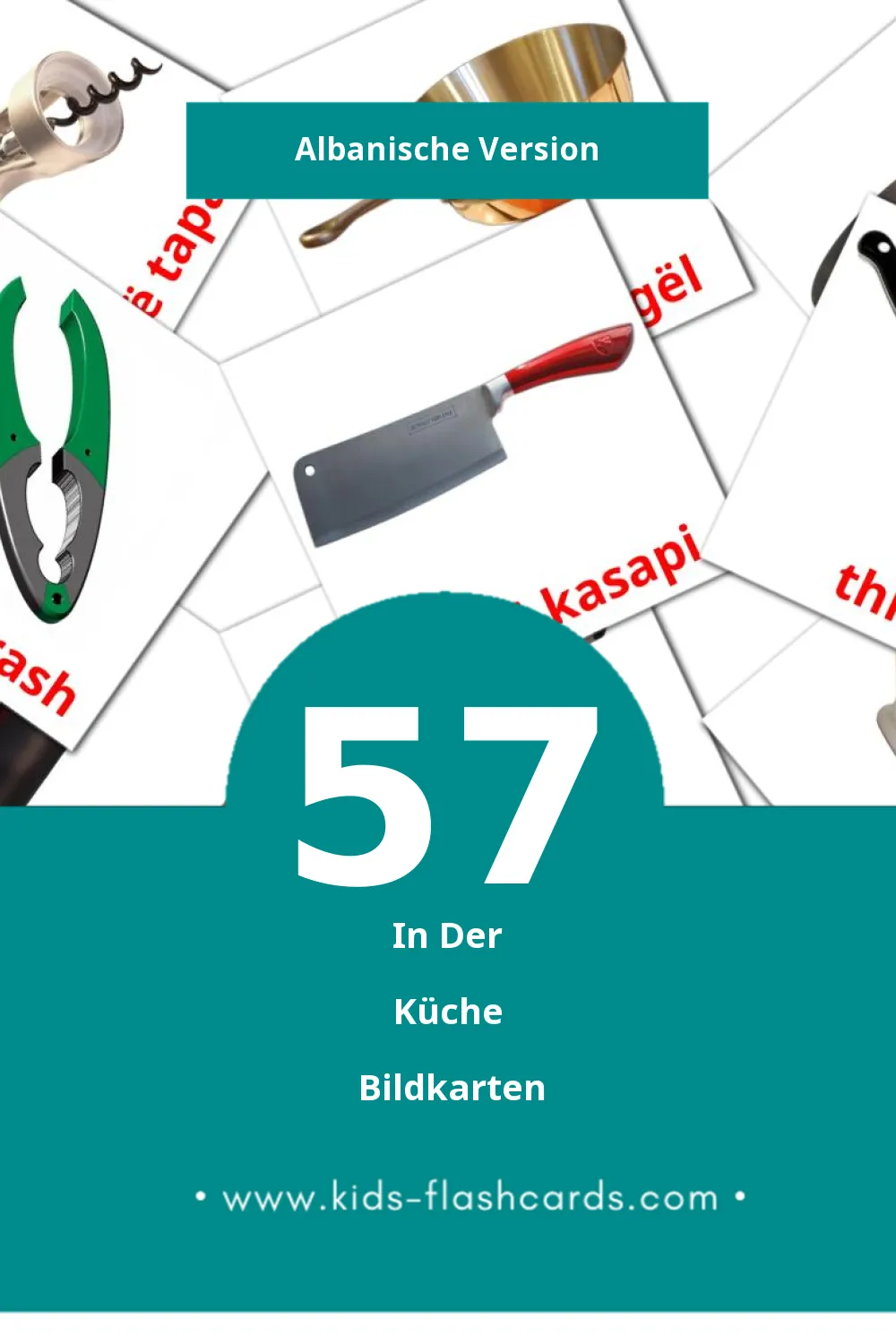 Visual Kuzhina Flashcards für Kleinkinder (57 Karten in Albanisch)