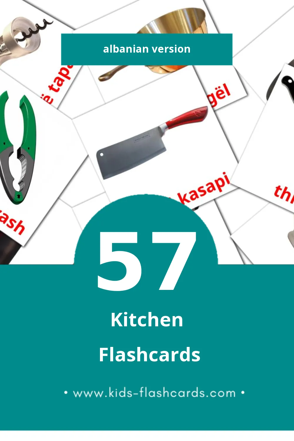 Visual Kuzhina Flashcards for Toddlers (57 cards in Albanian)