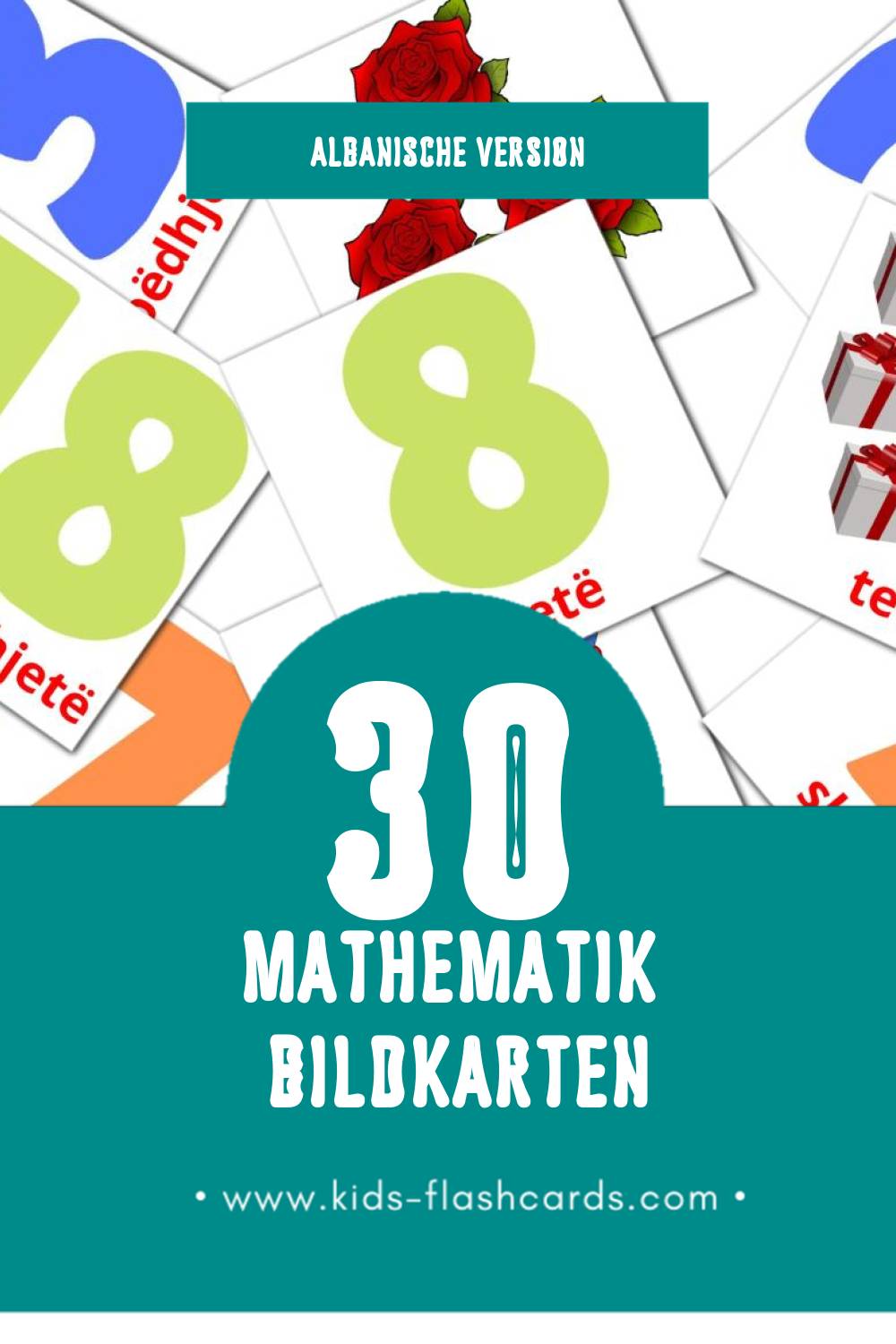 Visual Matematik Flashcards für Kleinkinder (30 Karten in Albanisch)