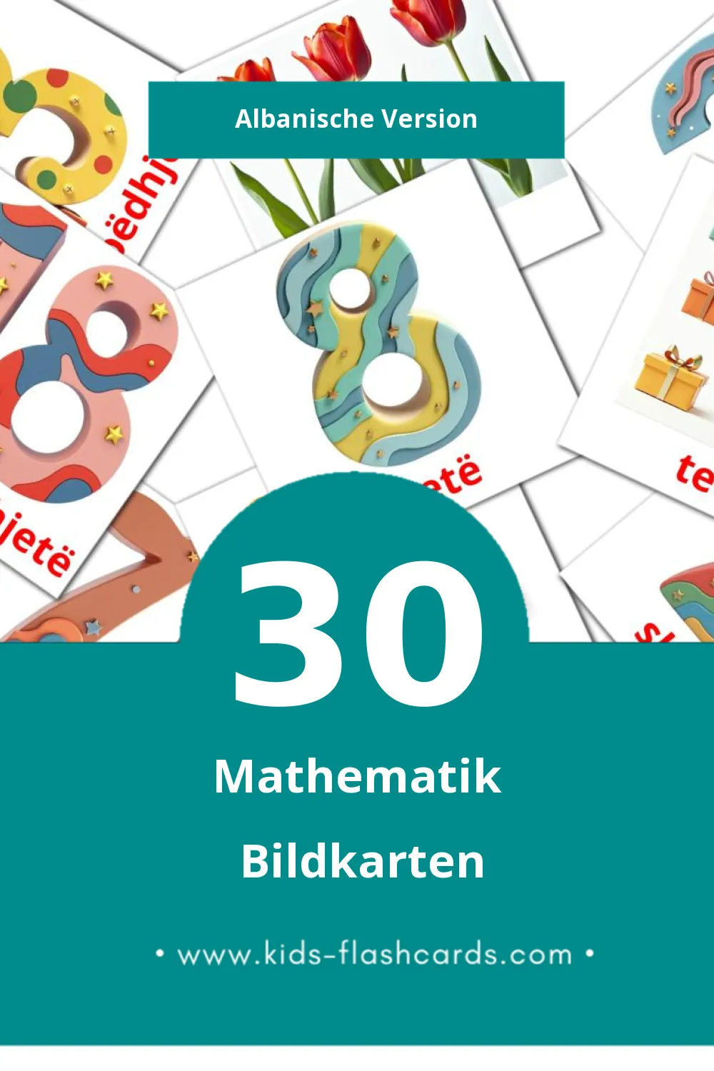 Visual Matematik Flashcards für Kleinkinder (30 Karten in Albanisch)