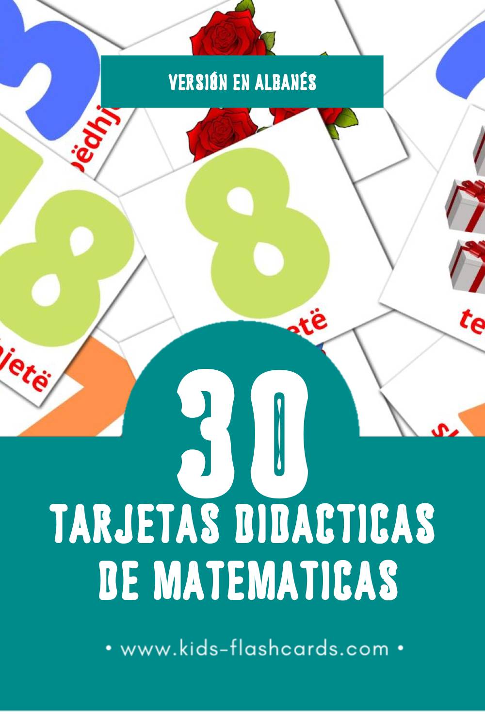 Tarjetas visuales de Matematik para niños pequeños (30 tarjetas en Albanés)
