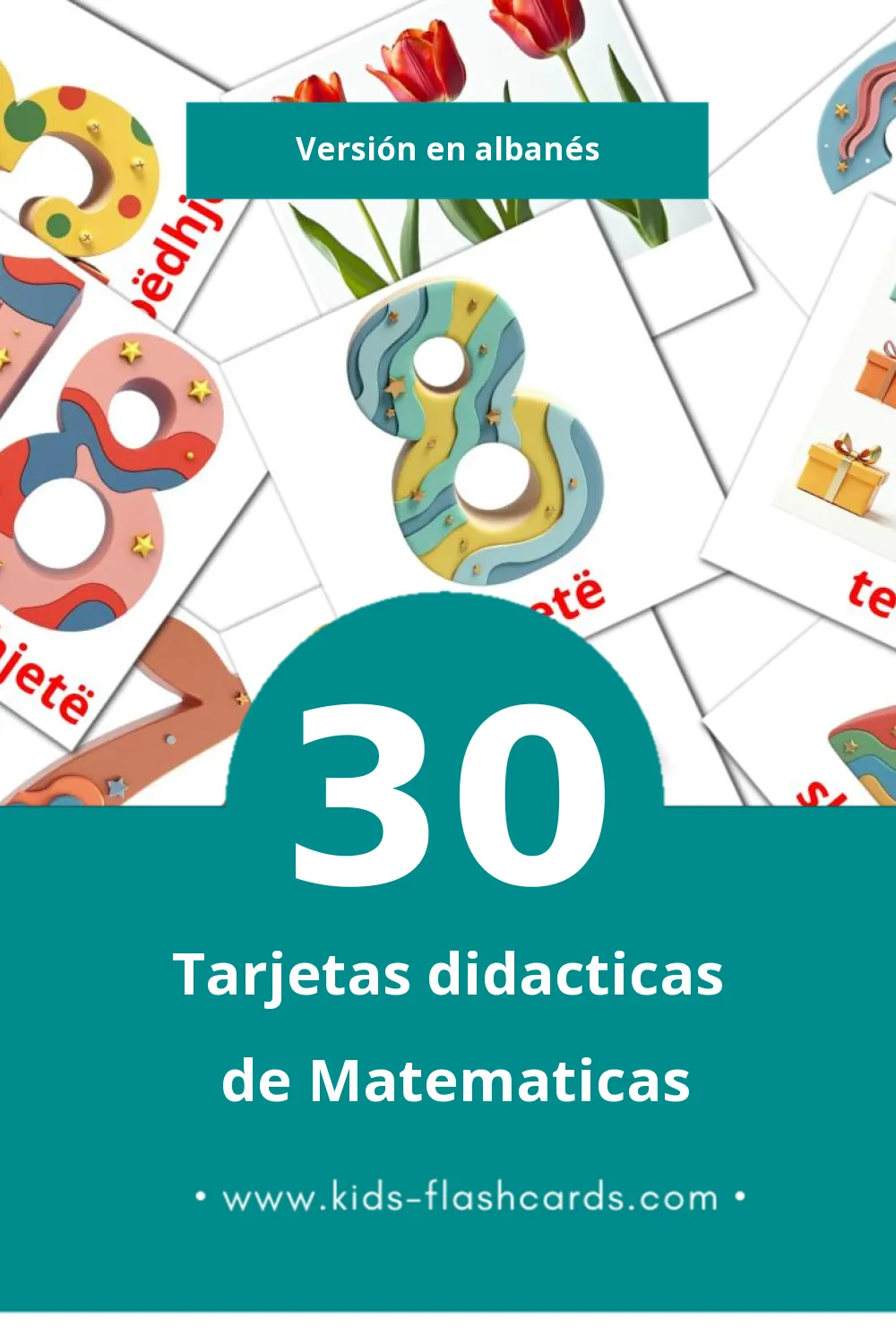 Tarjetas visuales de Matematik para niños pequeños (30 tarjetas en Albanés)