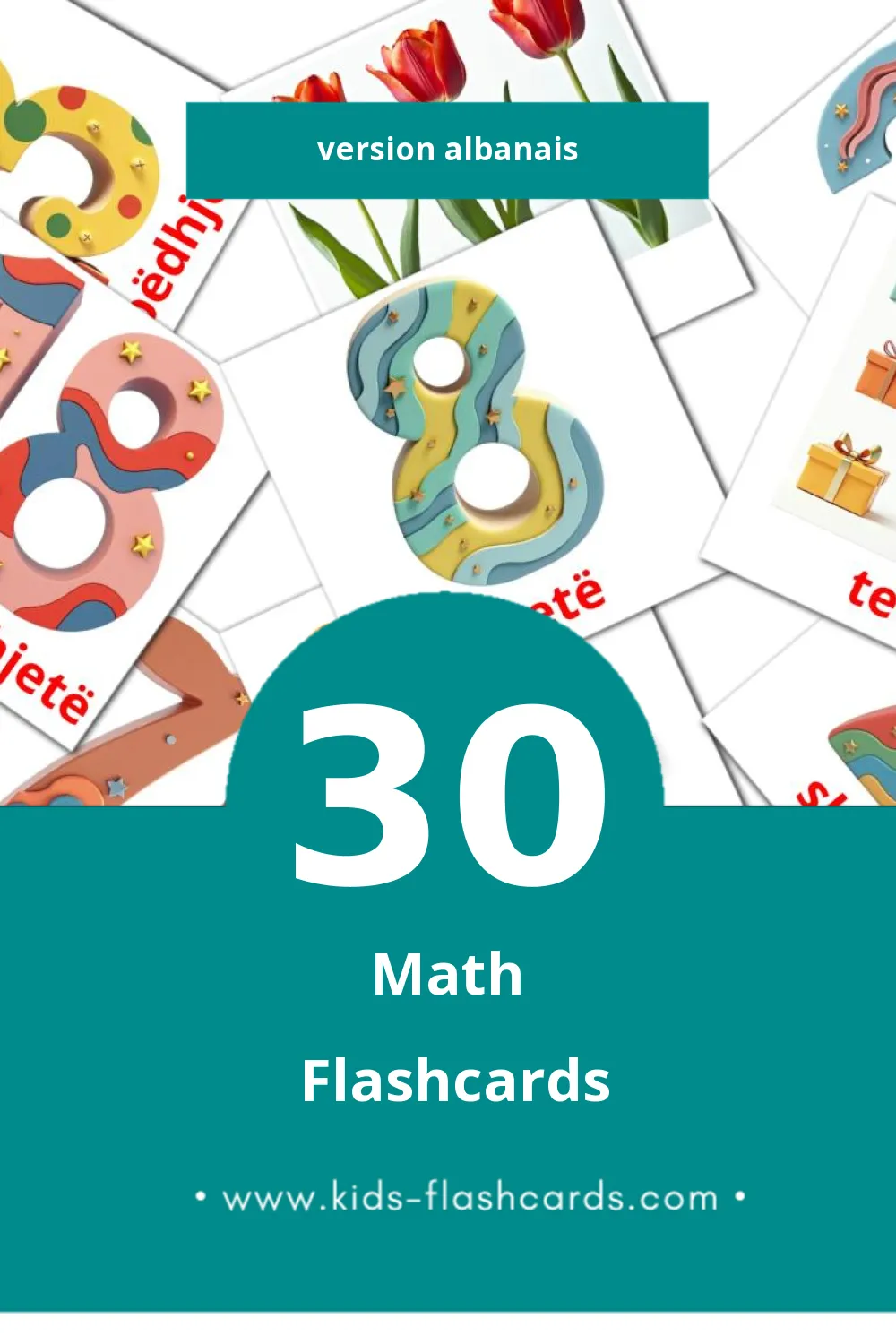 Flashcards Visual Matematik pour les tout-petits (30 cartes en Albanais)