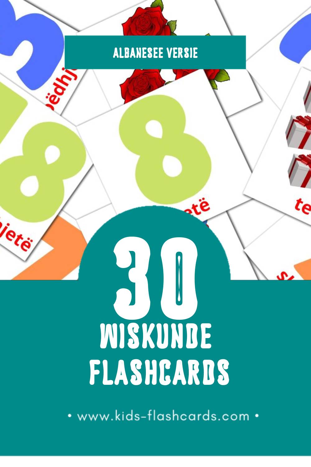 Visuele Matematik Flashcards voor Kleuters (30 kaarten in het Albanese)