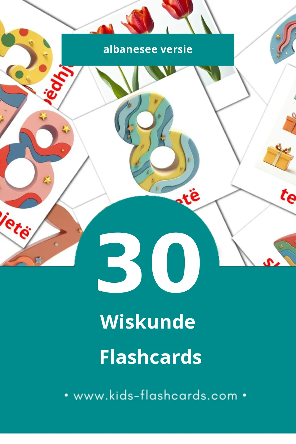 Visuele Matematik Flashcards voor Kleuters (30 kaarten in het Albanese)