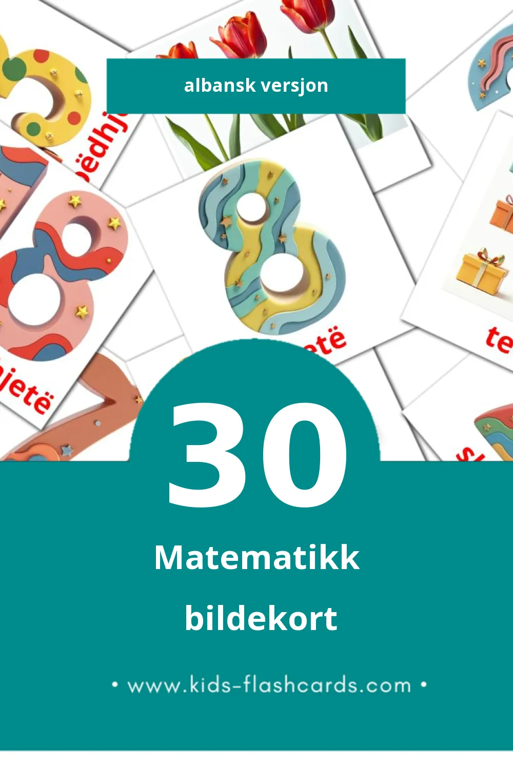 Visuelle Matematik bildekort for småbarn (30 kort på Albansk)