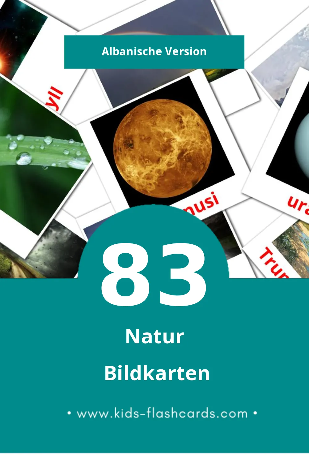 Visual Natyra Flashcards für Kleinkinder (83 Karten in Albanisch)