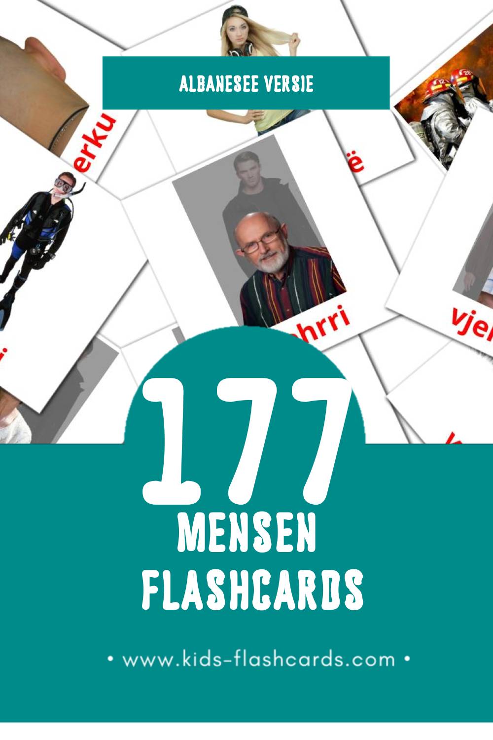 Visuele Njerez Flashcards voor Kleuters (177 kaarten in het Albanese)