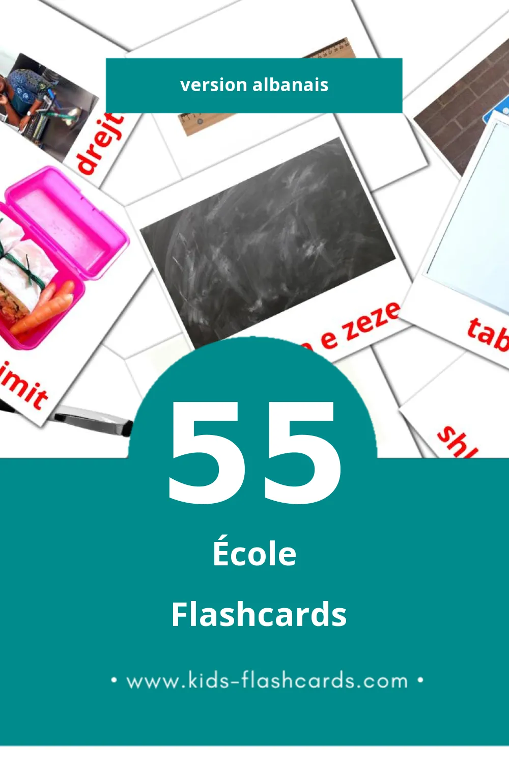 Flashcards Visual Shkolla pour les tout-petits (55 cartes en Albanais)