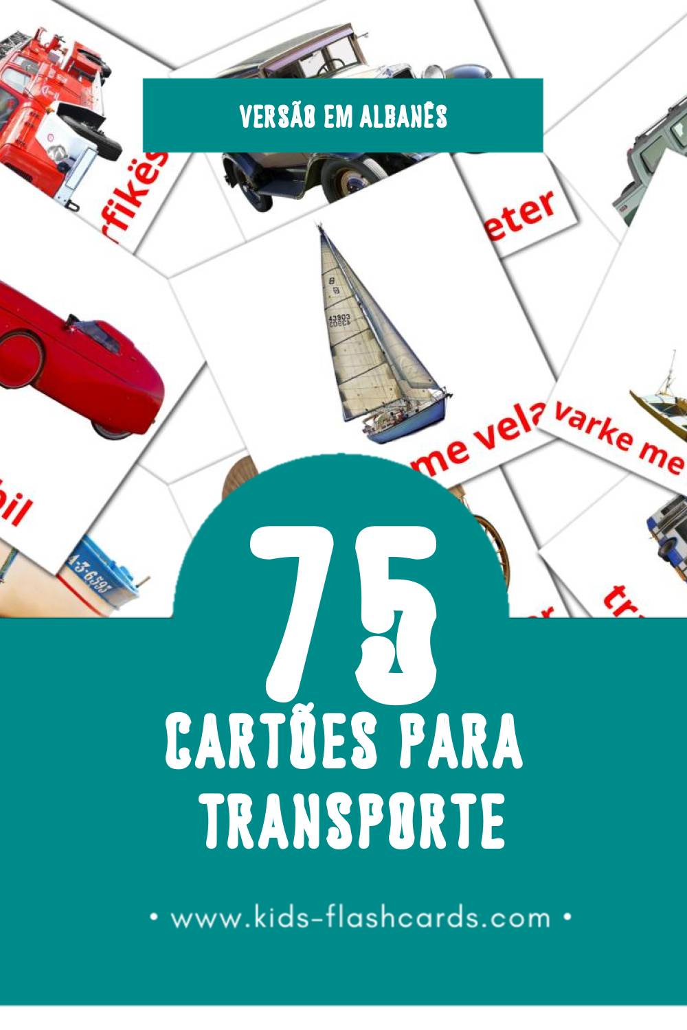 Flashcards de Transporti Visuais para Toddlers (87 cartões em Albanês)