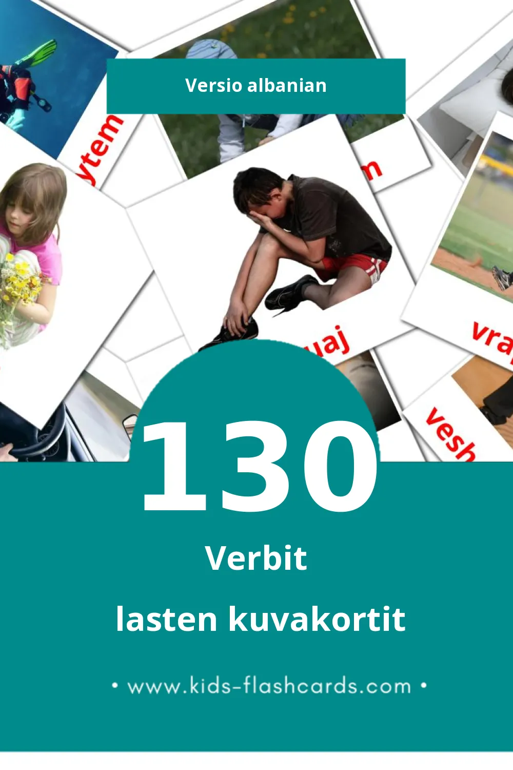 Foljet lasten kuvakortit pikkulapsille (130 korttia Albanianksi)