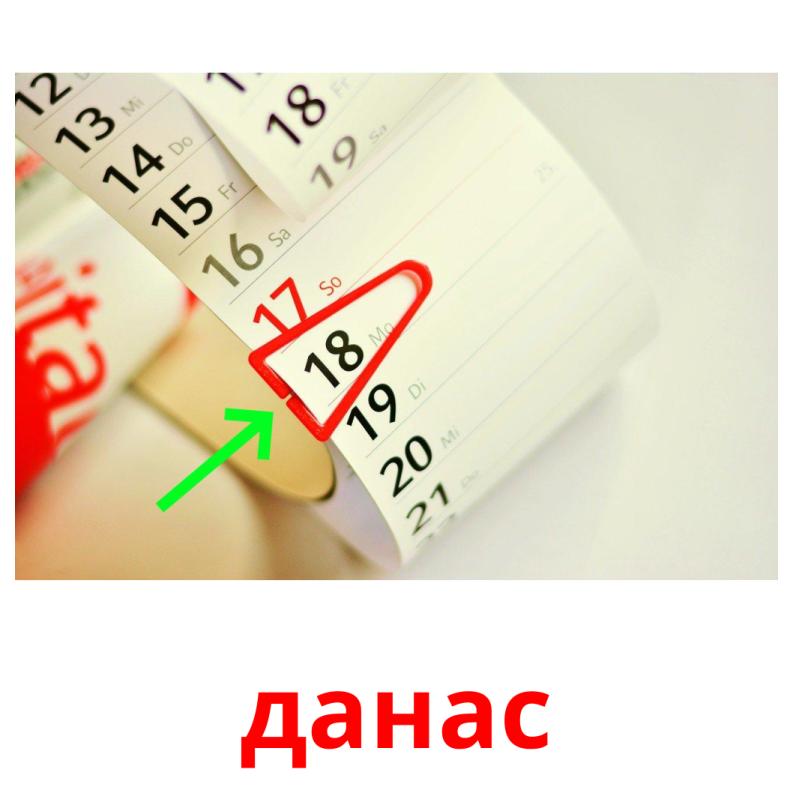 данас picture flashcards