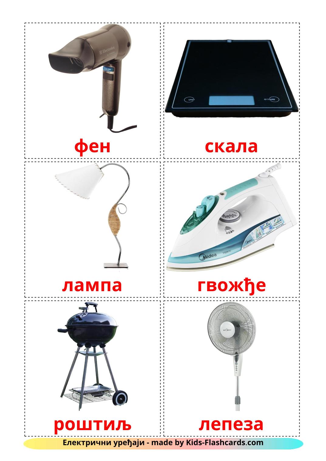 Electrodomésticos - 32 fichas de serbio(cirílico) para imprimir gratis 