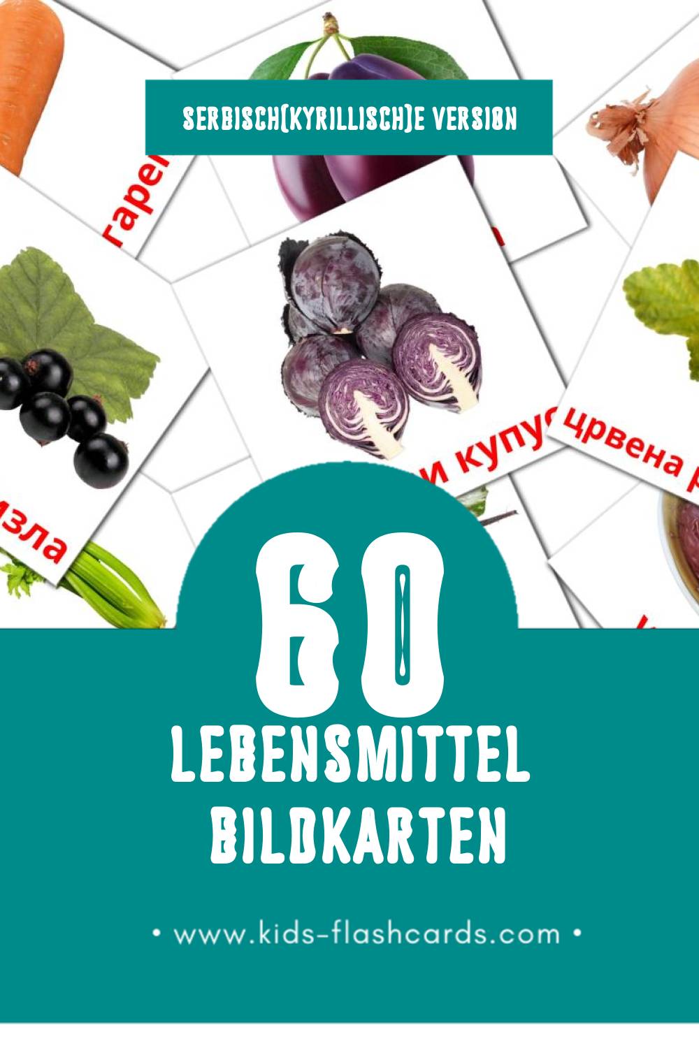 Visual Храна Flashcards für Kleinkinder (60 Karten in Serbisch(kyrillisch))