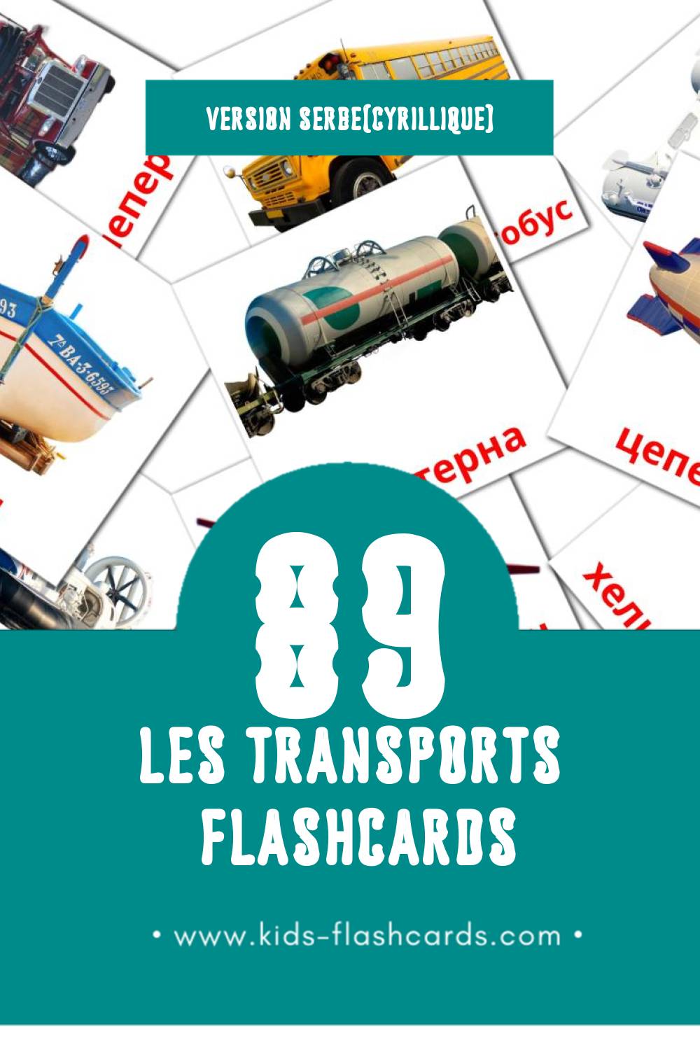 Flashcards Visual Саобраћај pour les tout-petits (89 cartes en Serbe(cyrillique))