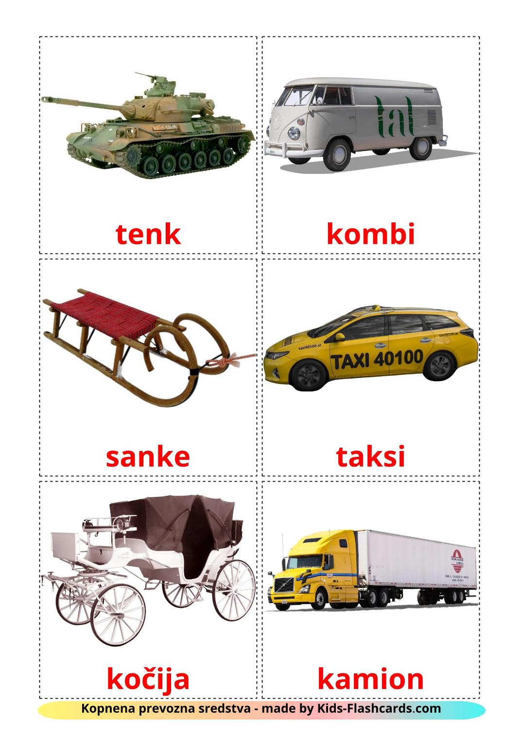 Land transport - 28 Free Printable serbian Flashcards 