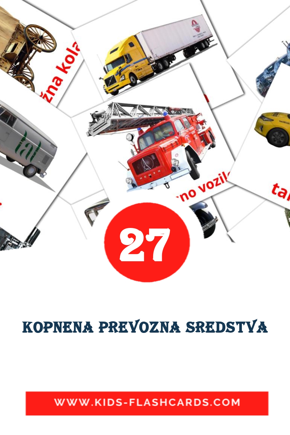 28 Kopnena prevozna sredstva Picture Cards for Kindergarden in serbian