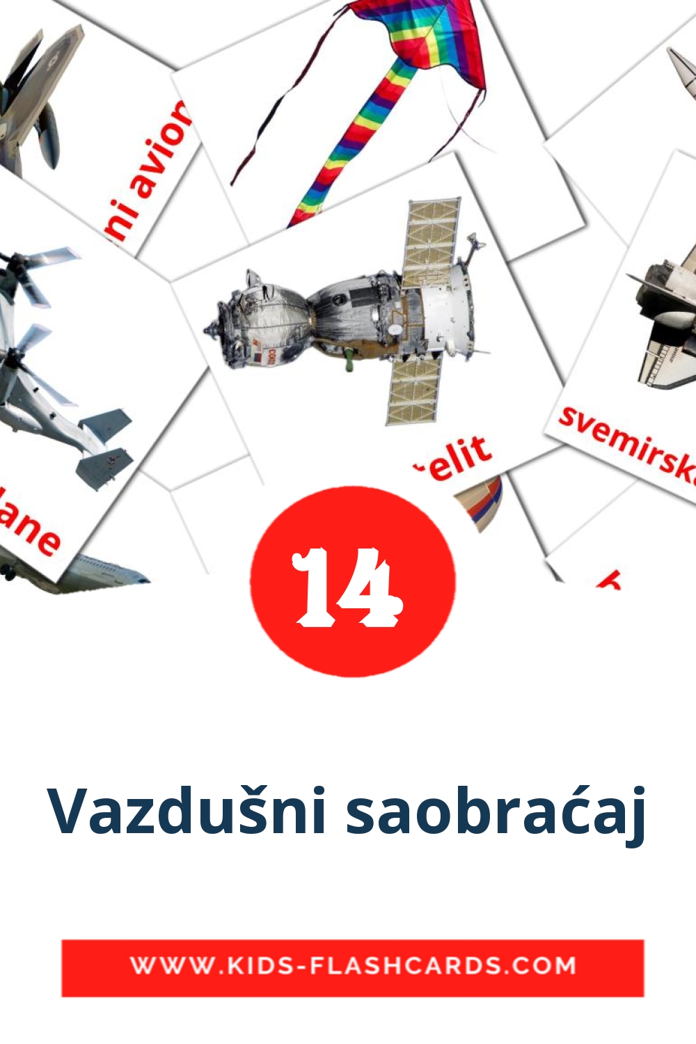 14 cartes illustrées de Vazdušni saobraćaj pour la maternelle en serbe