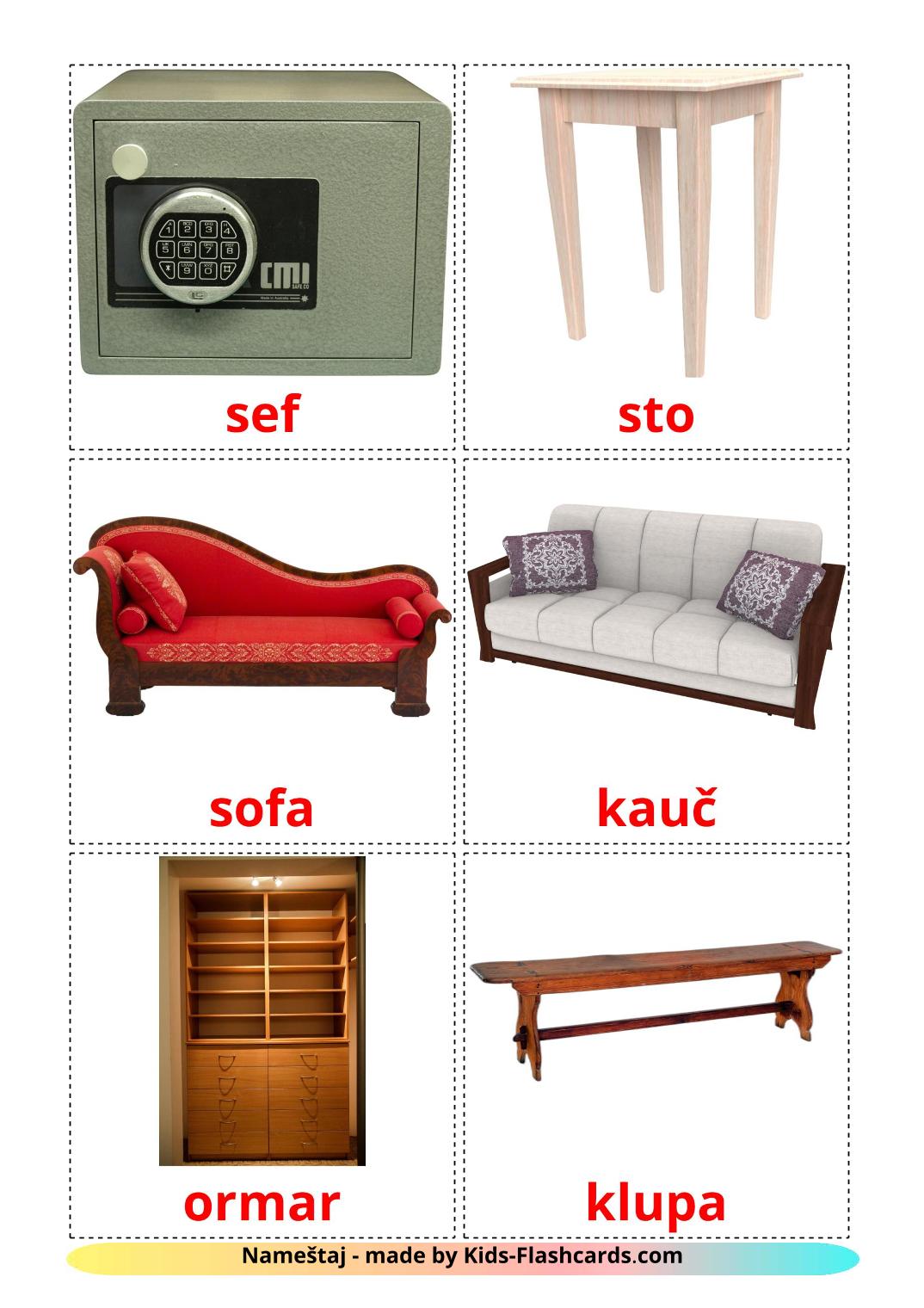 Furniture - 28 Free Printable serbian Flashcards 