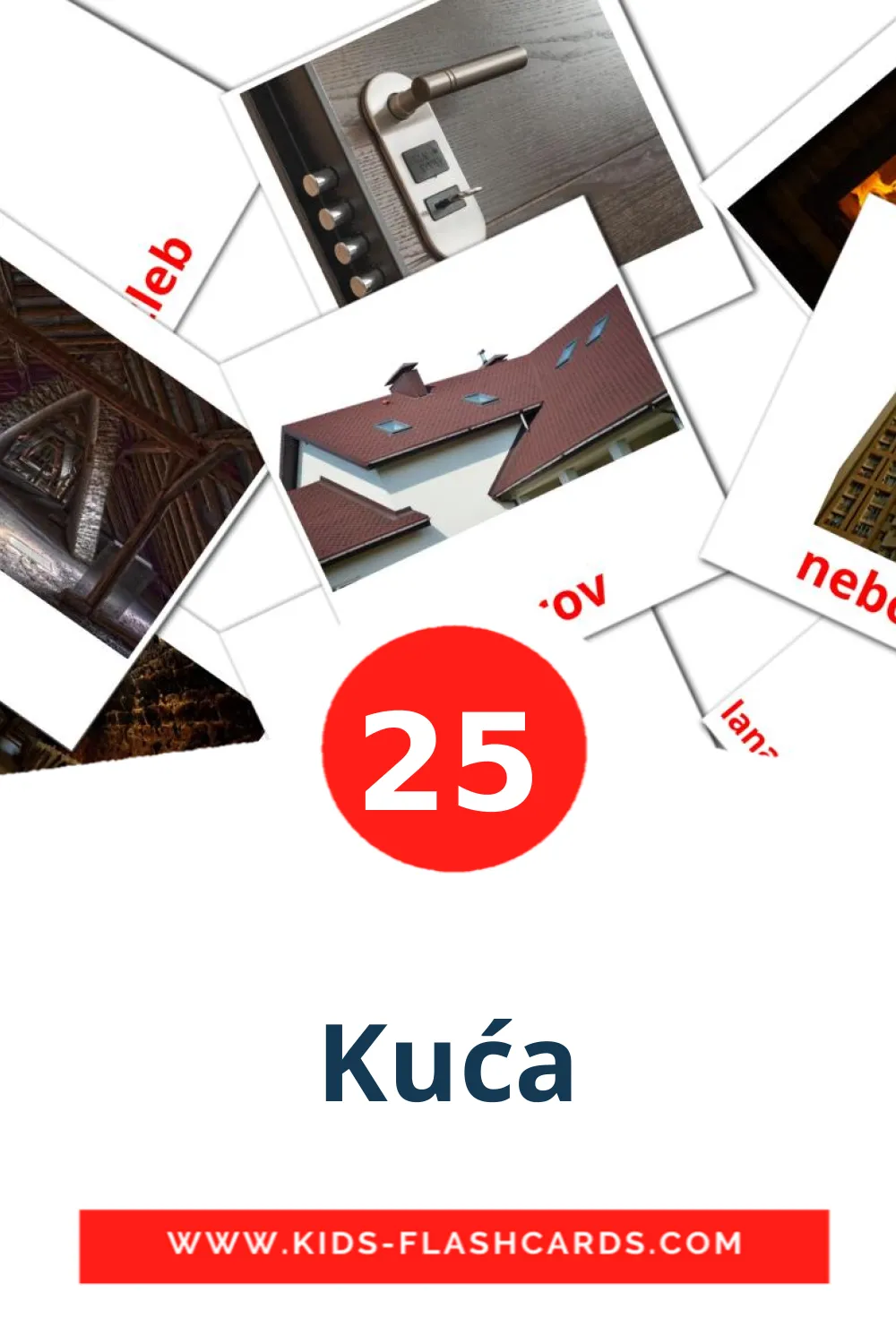 25 cartes illustrées de Kuća pour la maternelle en serbe