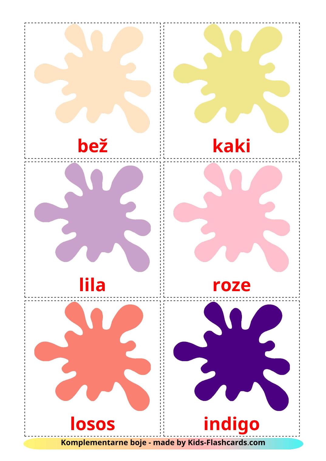 Secondary colors - 20 Free Printable serbian Flashcards 