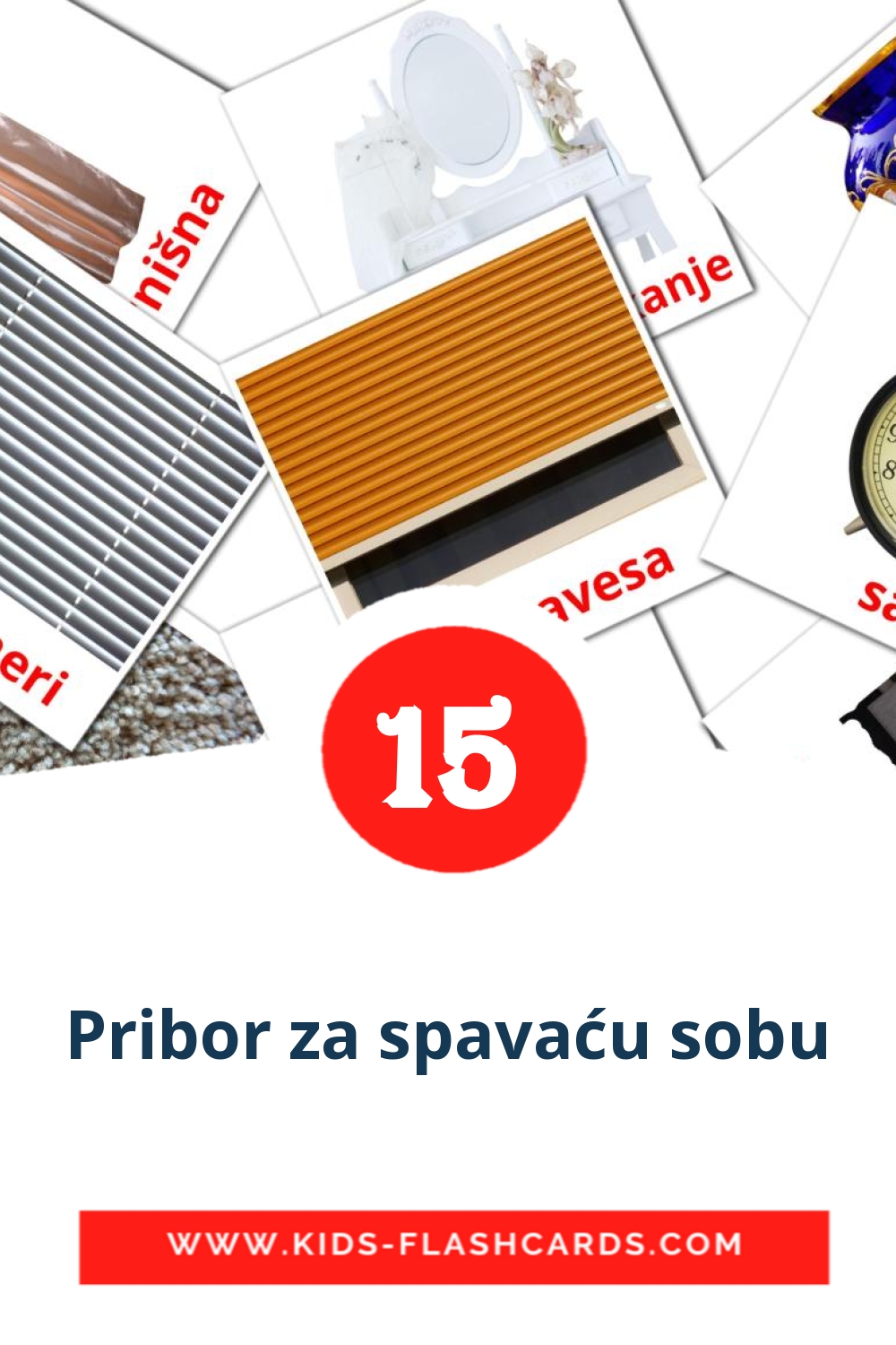 18 cartes illustrées de Pribor za spavaću sobu pour la maternelle en serbe