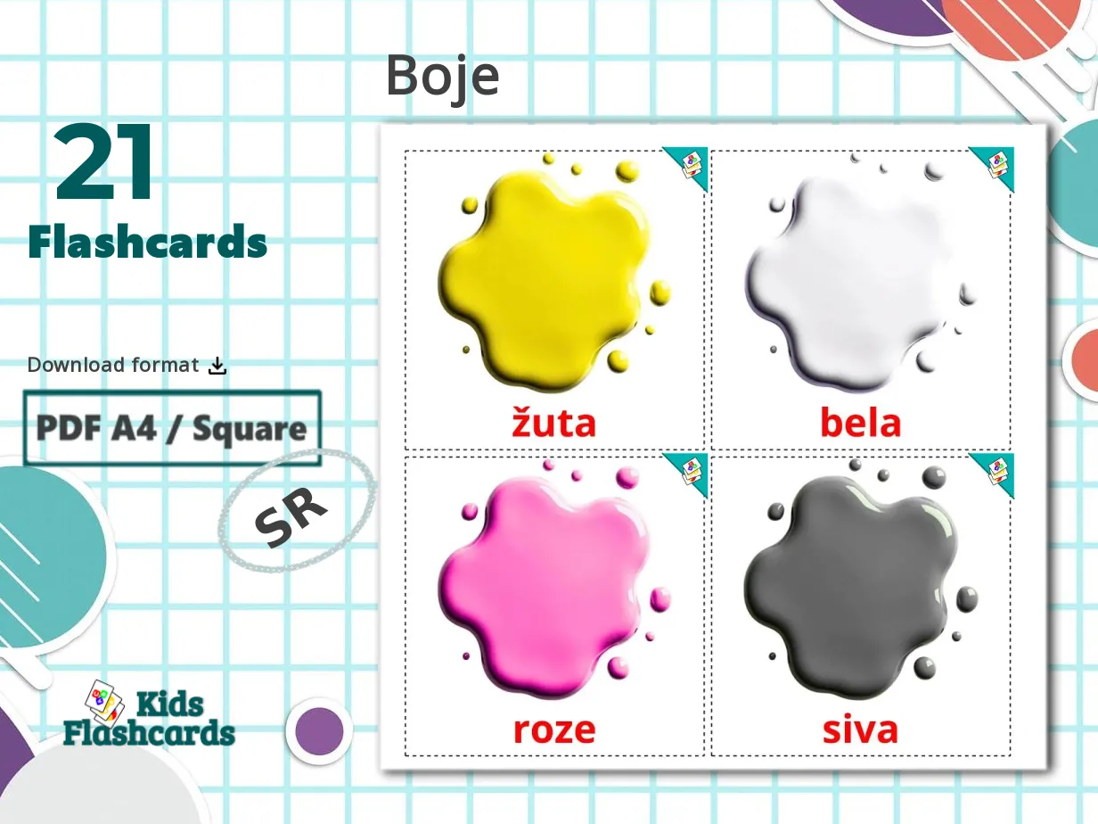 Bilingual Forms.pdf 21 Printable Colors Flashcards in Serbian (Free PDF)