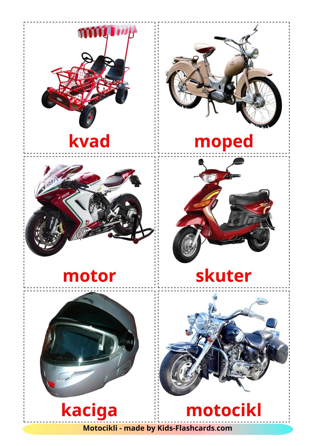 Motocicletas - 12 Flashcards sérvioes gratuitos para impressão