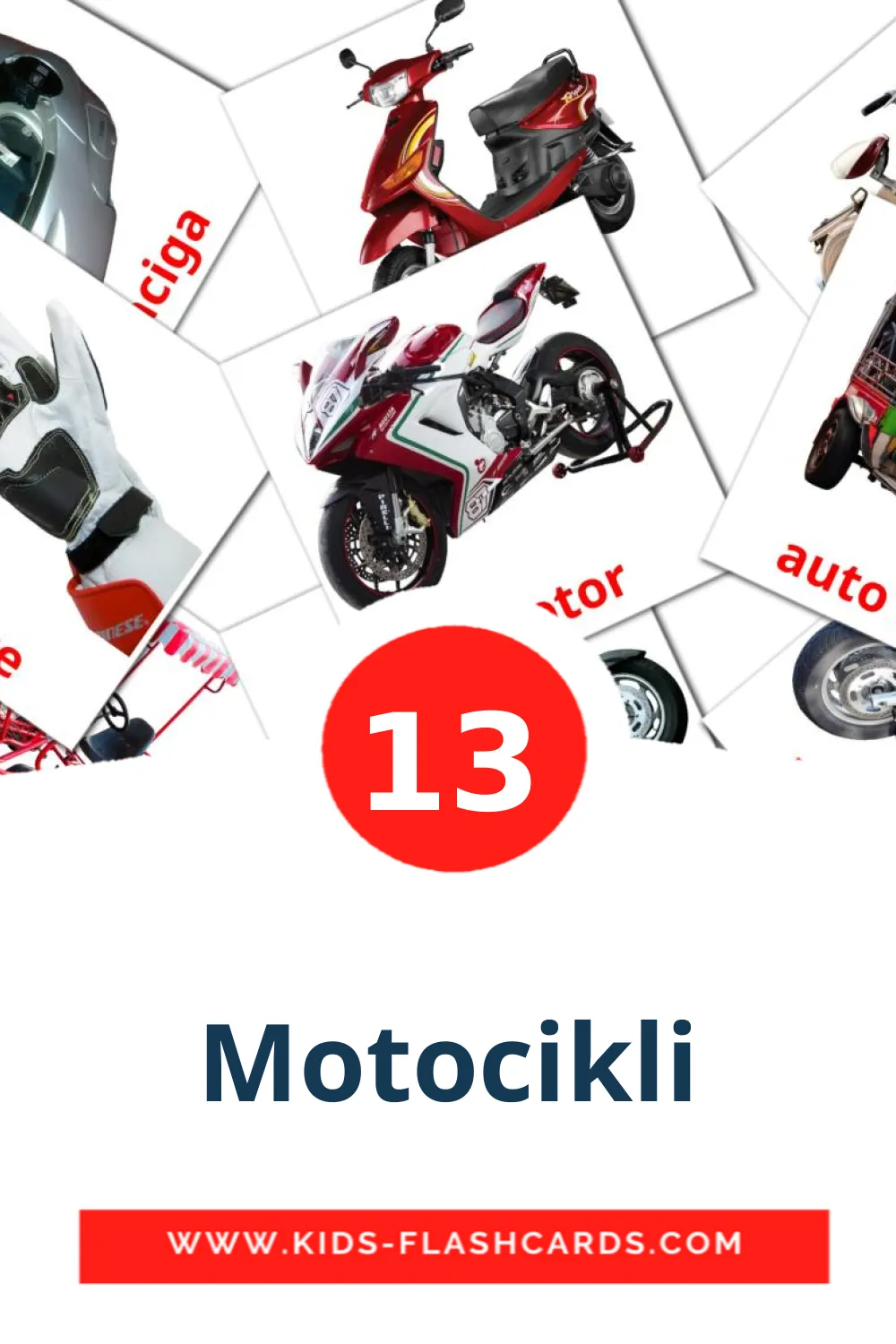 13 Motocikli fotokaarten voor kleuters in het servisch