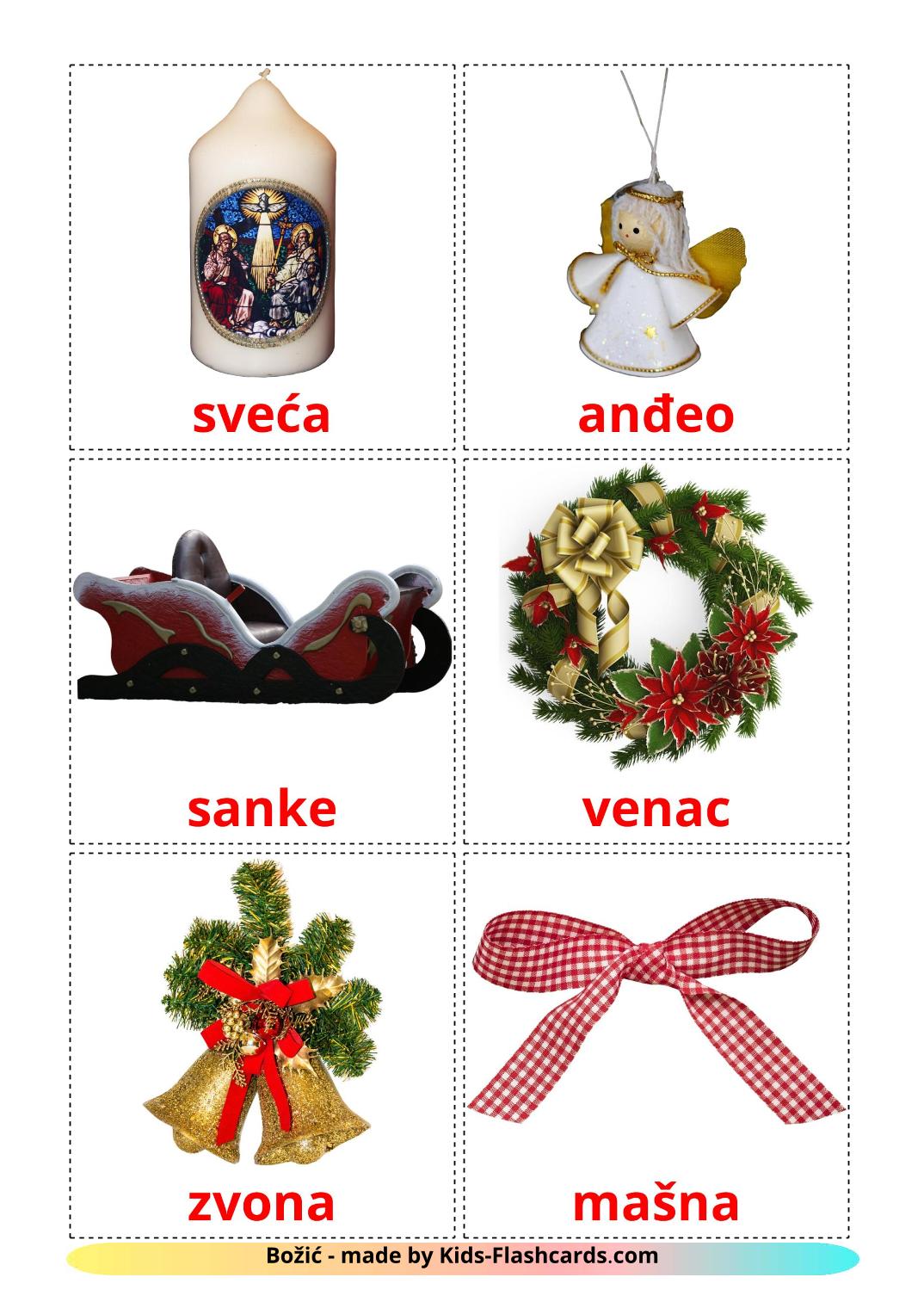 Christmas - 28 Free Printable serbian Flashcards 