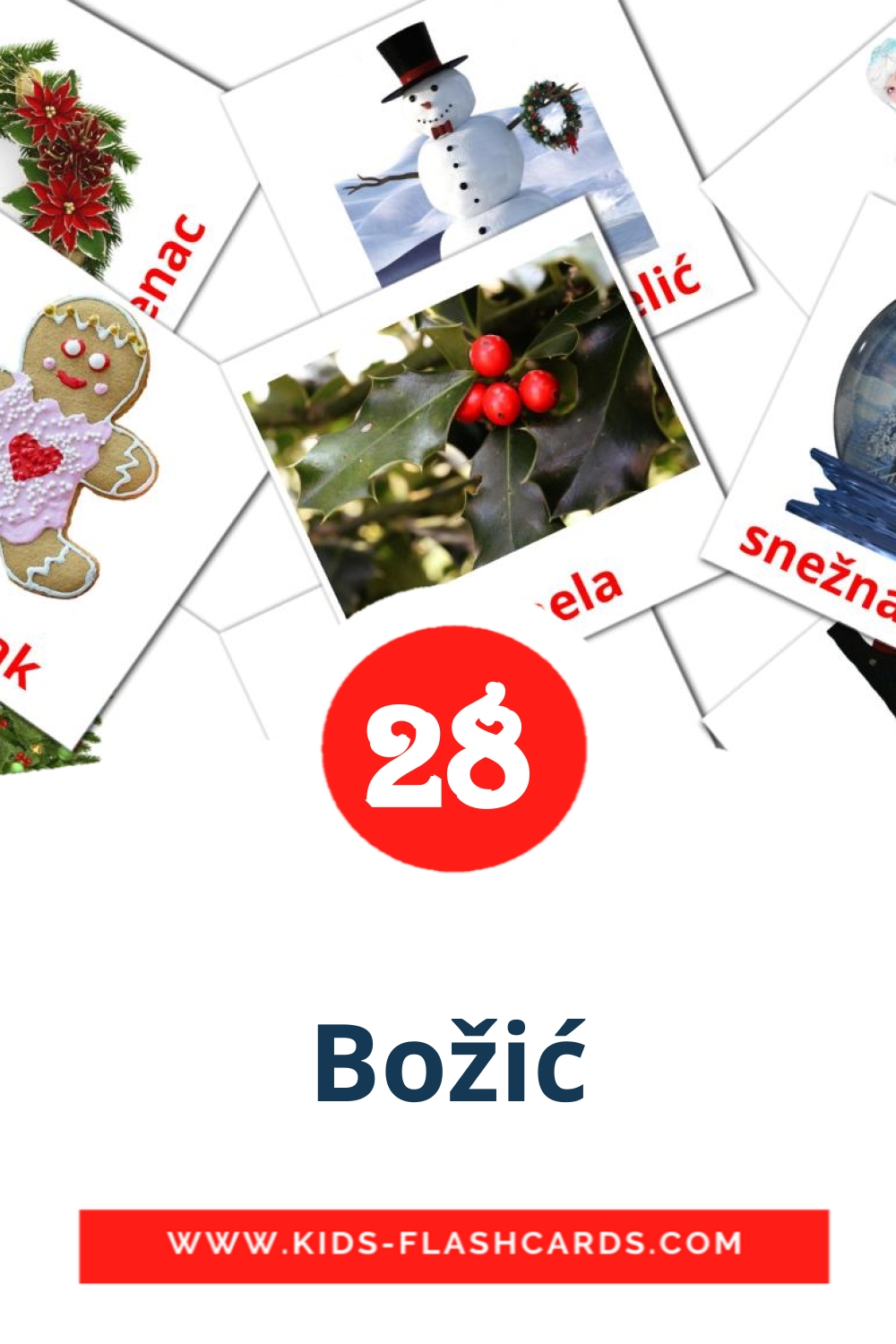 28 cartes illustrées de Božić pour la maternelle en serbe