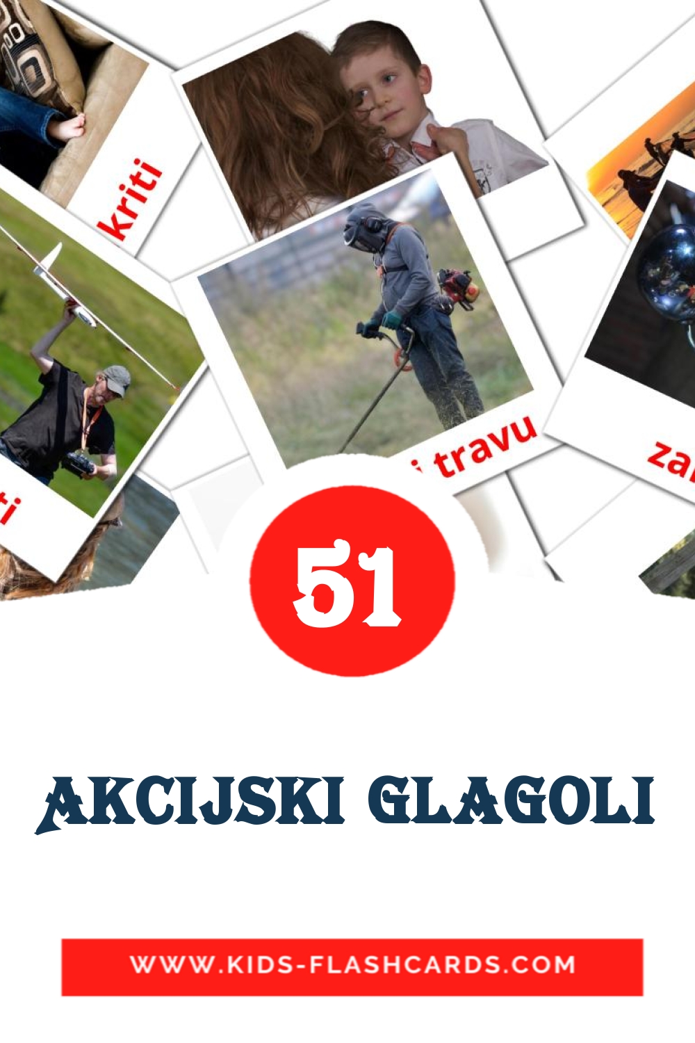 54 Akcijski glagoli Picture Cards for Kindergarden in serbian