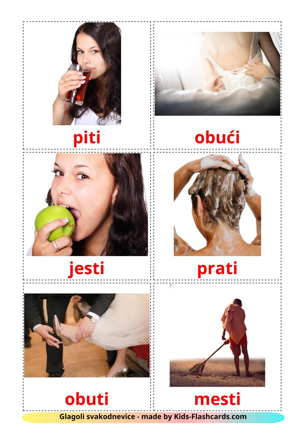 Routine verbs - 33 Free Printable serbian Flashcards 