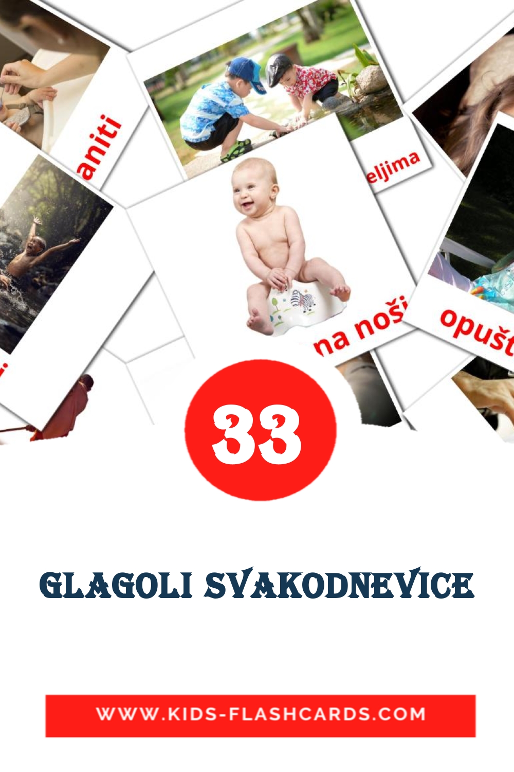 33 Glagoli svakodnevice Picture Cards for Kindergarden in serbian
