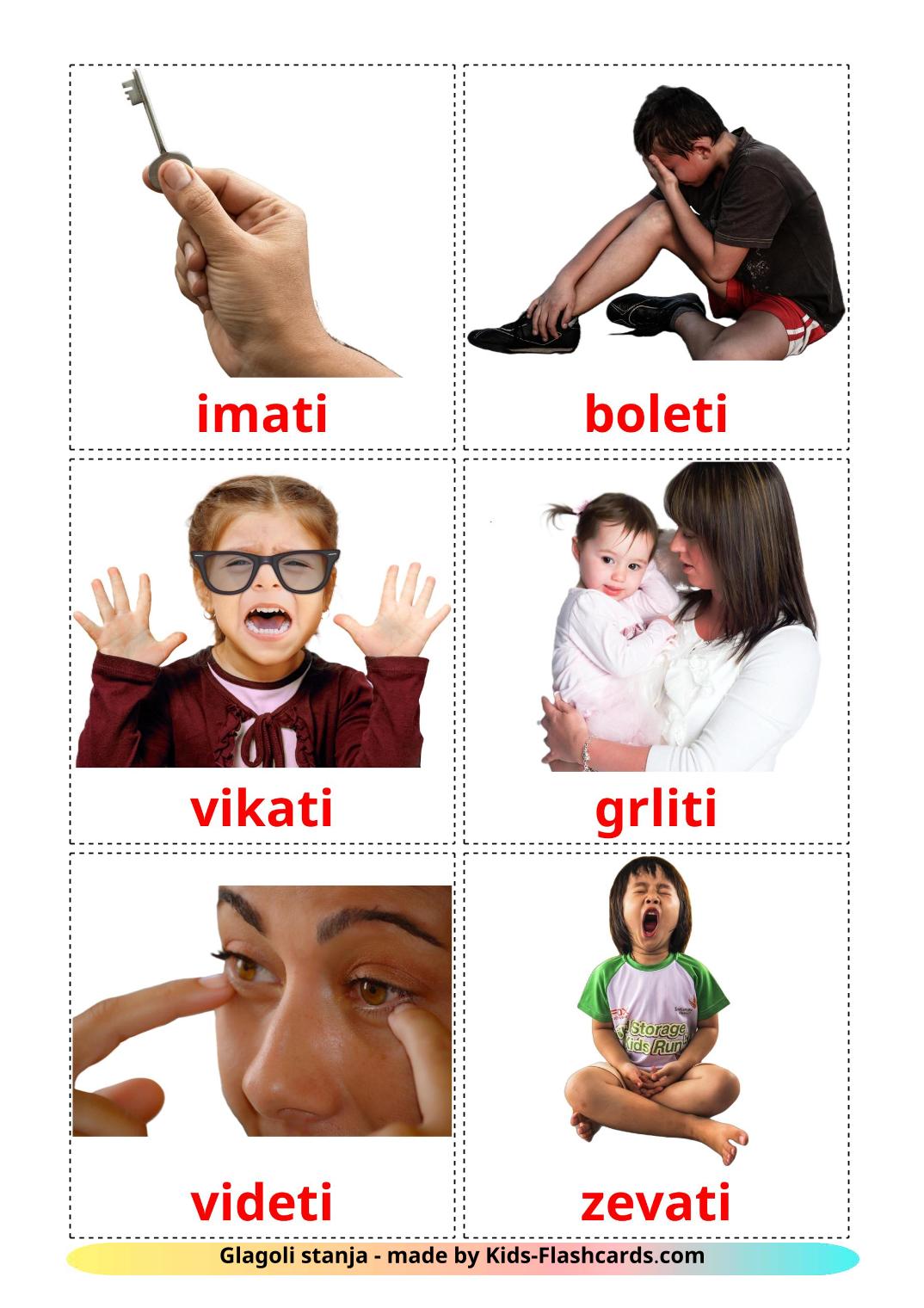 State verbs - 23 Free Printable serbian Flashcards 