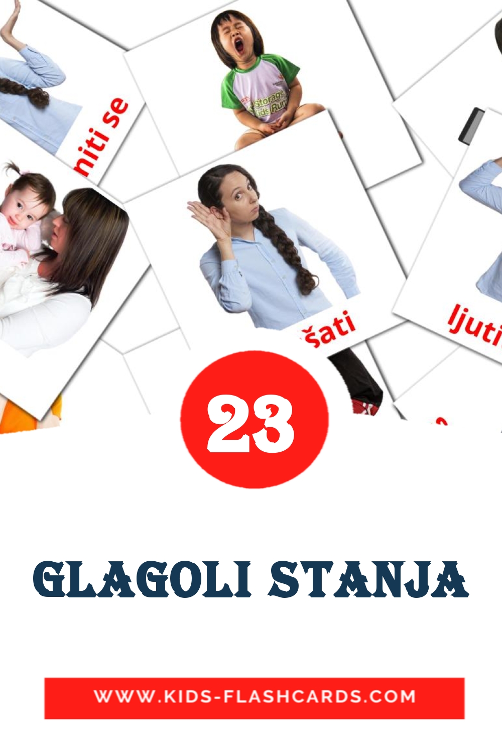 23 Glagoli stanja Picture Cards for Kindergarden in serbian