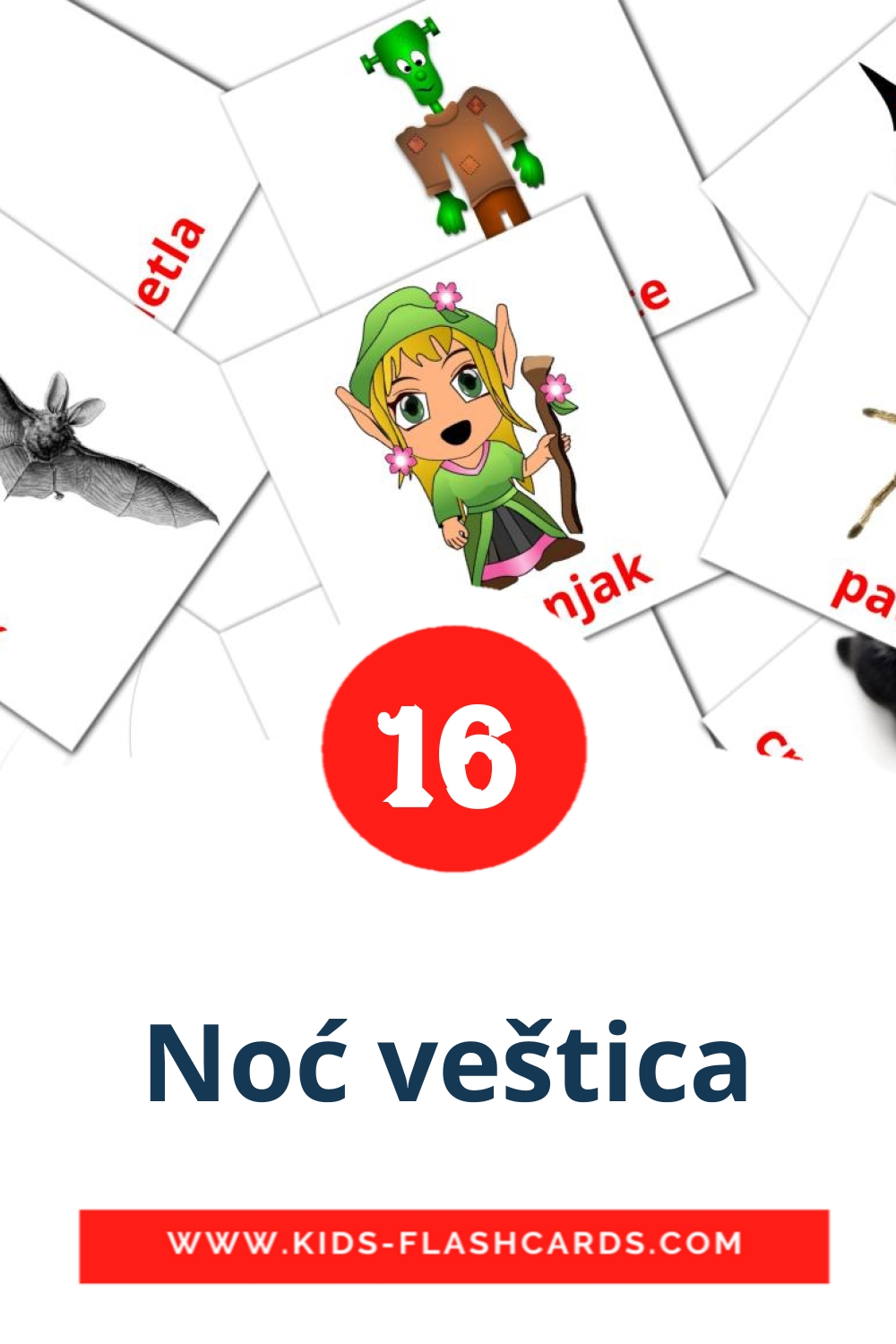 16 Noć veštica Picture Cards for Kindergarden in serbian