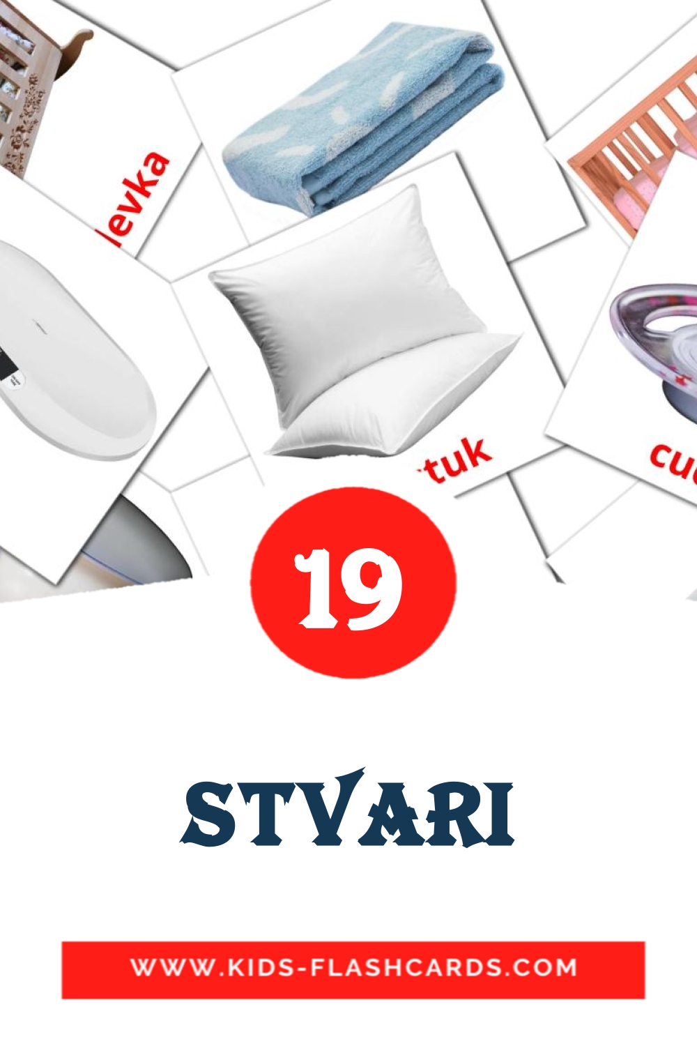 20 tarjetas didacticas de Stvari para el jardín de infancia en serbio