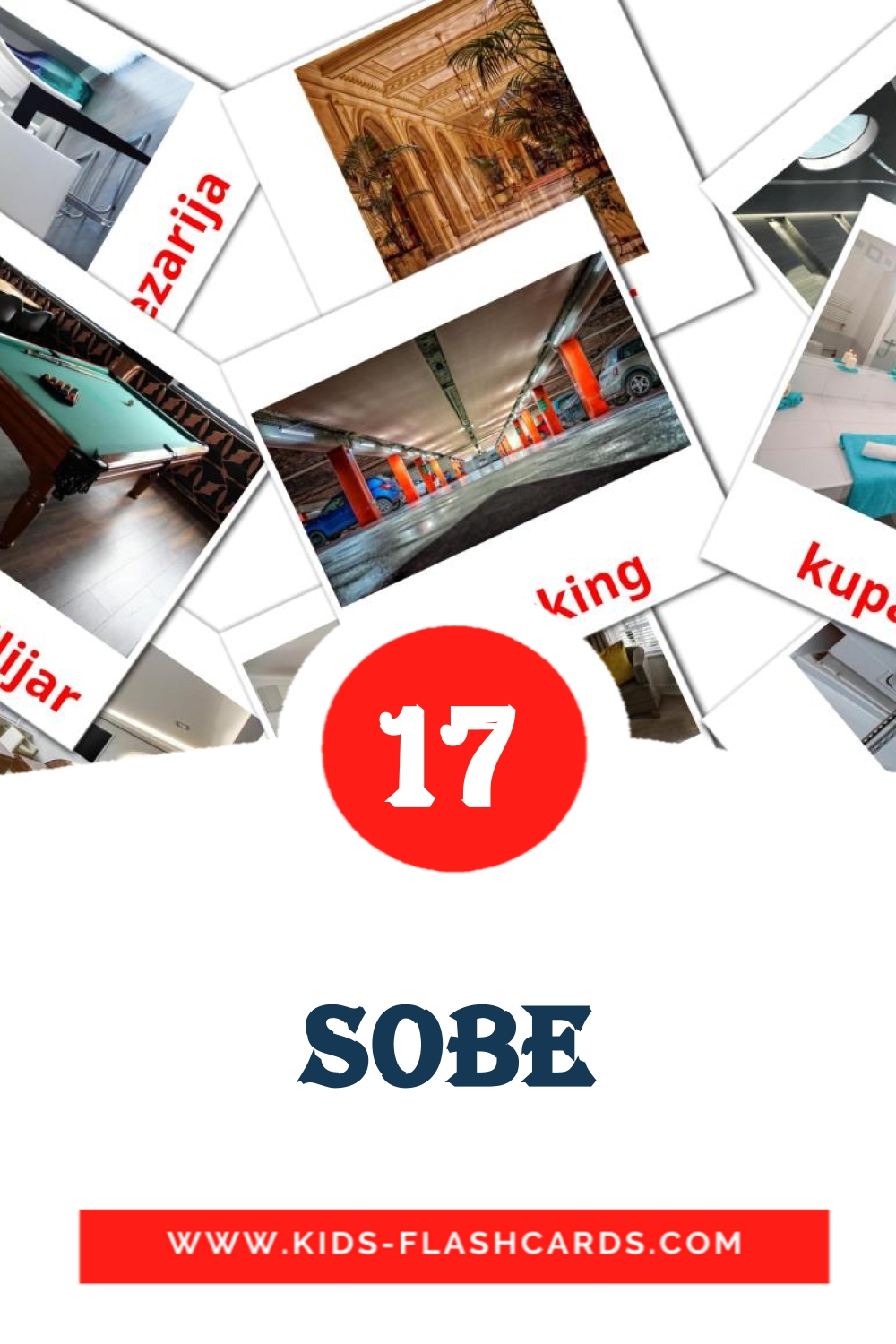 Sobe на сербском для Детского Сада (17 карточек)