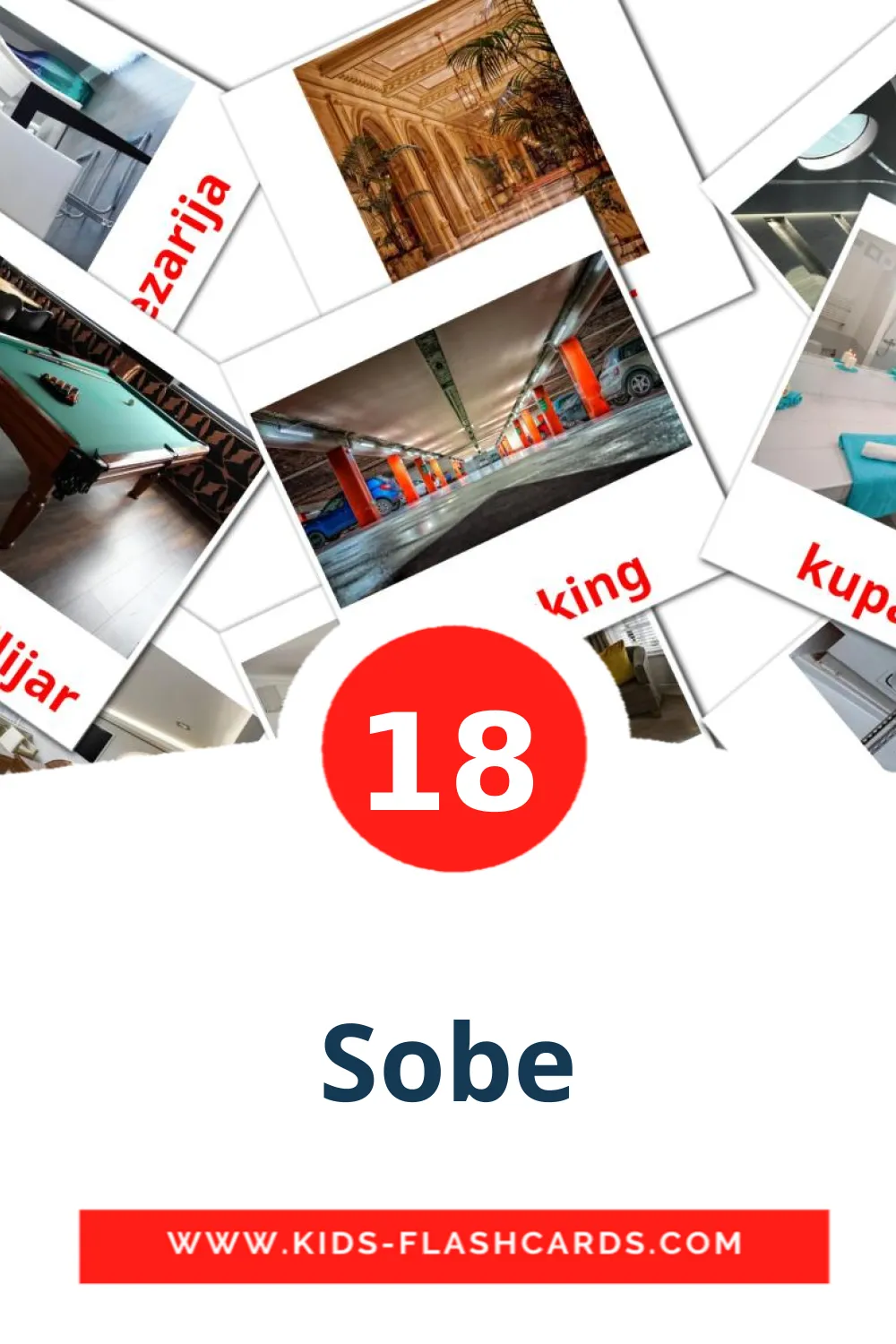 18 Sobe Picture Cards for Kindergarden in serbian