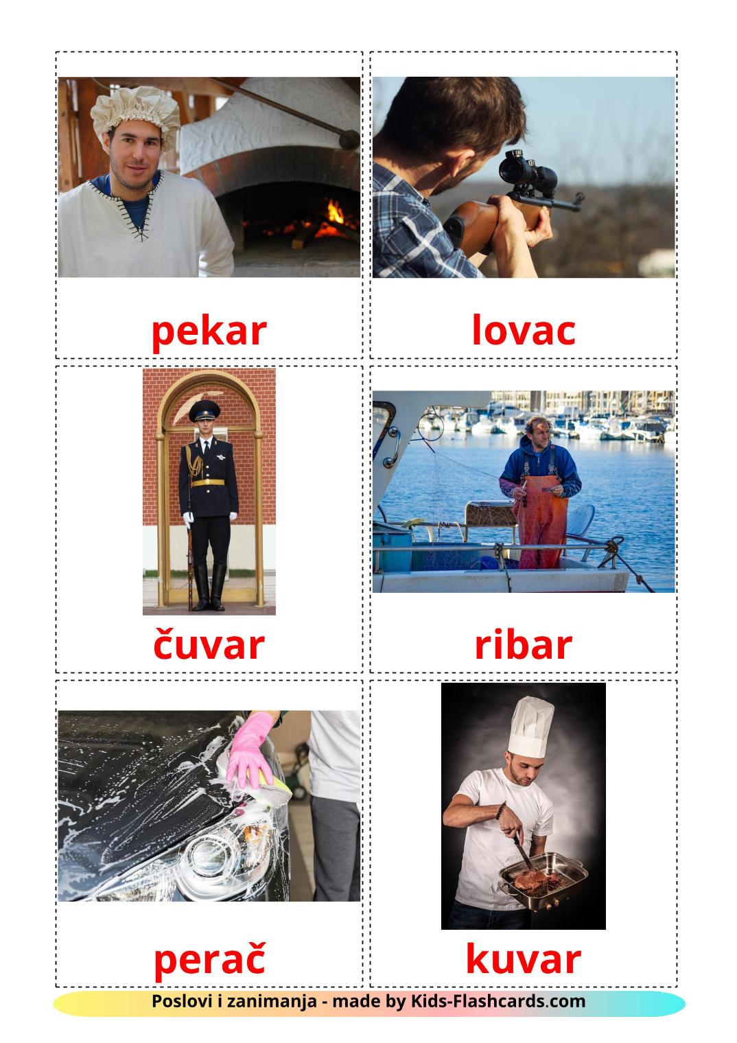 Jobs and Occupations - 51 Free Printable serbian Flashcards 