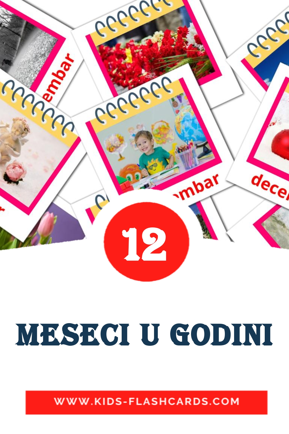 12 Meseci u godini Picture Cards for Kindergarden in serbian