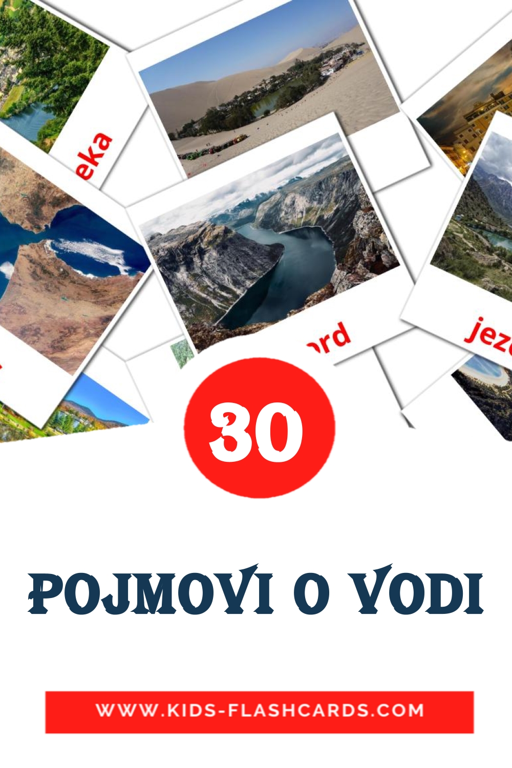30 Pojmovi o vodi Picture Cards for Kindergarden in serbian