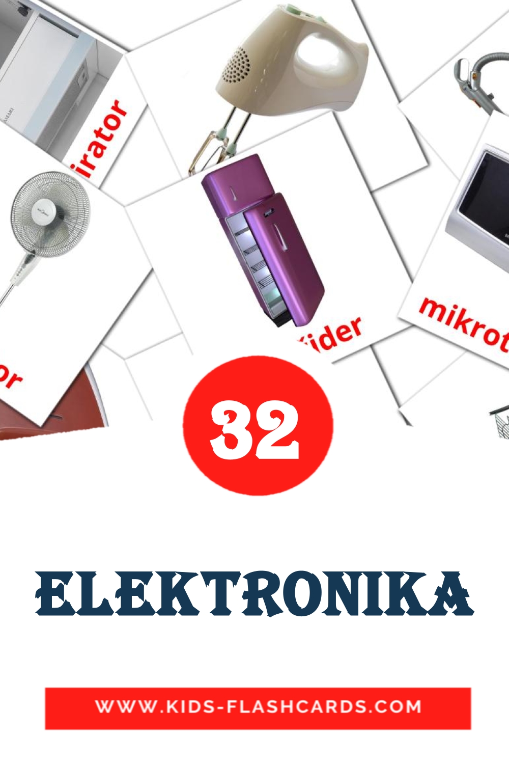 32 carte illustrate di Elektronika per la scuola materna in serbo